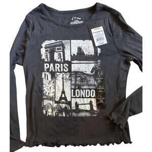 Art Class Girls' Large (10-12) Long Sleeve Fitted Graphic T-Shirt Paris London